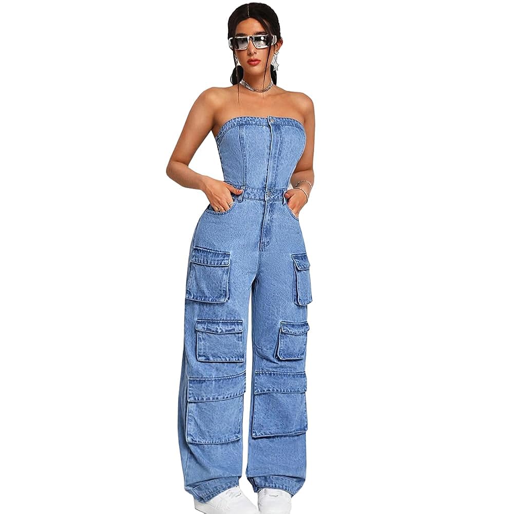 Amazon.com: MIAOMIAOWU Women'S Tube Top Jumpsuit Y2k Women'S